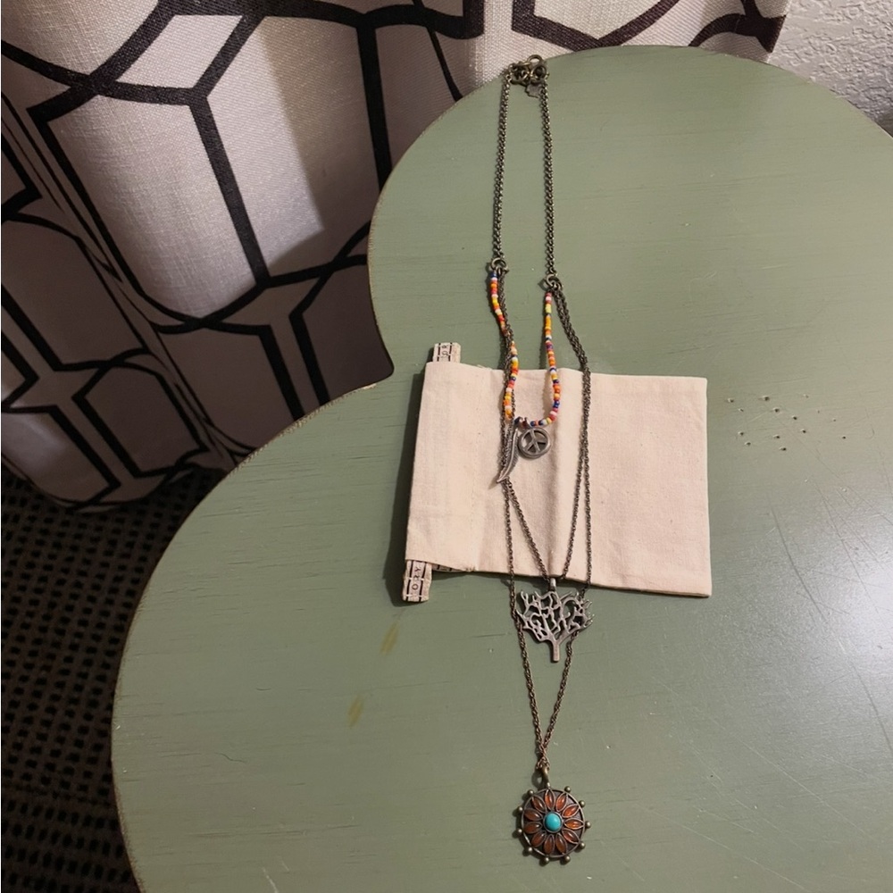 Lucky Brand Multi-Layered Necklace with Turquoise and Orange Accents